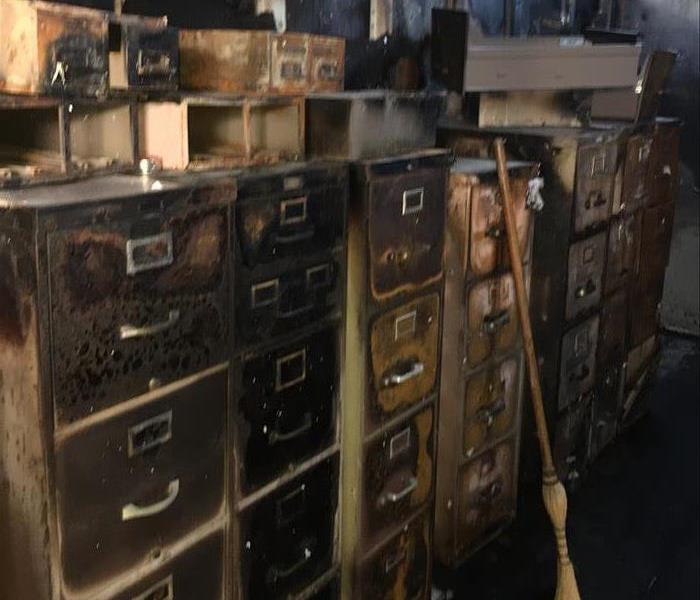 burned file cabinets