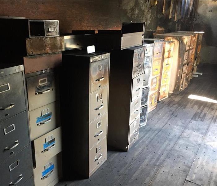 burnt file cabinets in truck